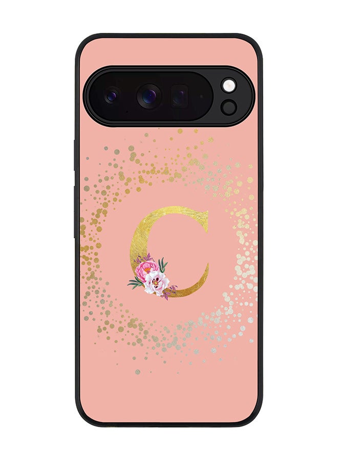 For Google Pixel 10 Pro Case,Slim fit Camera Protection, Shockproof Thin Phone cover  - Custom Monogram Floral - C  (Rose Pink )